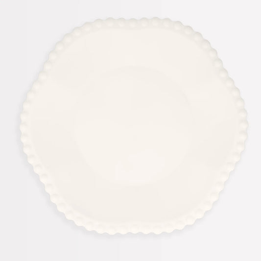 Cream Dot Edged Flower Compostable Dinner Plates