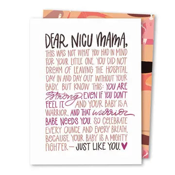 Dear Nicu Mama Greeting Card