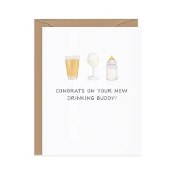 Drinking Buddies - Funny New Baby / New Parents Card