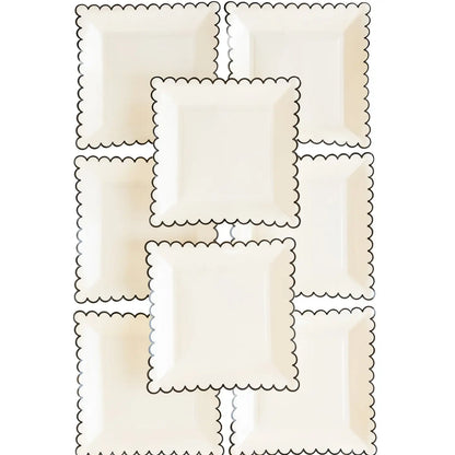 Ephemera Halloween White with Black Edge Scallop Plate