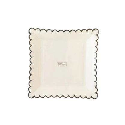 Ephemera Halloween White with Black Edge Scallop Plate