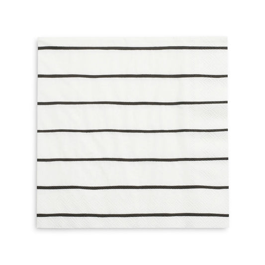 Frenchie Striped Large Napkins - Black