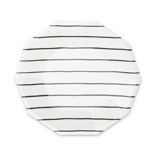 Frenchie Striped Small Plates - Black