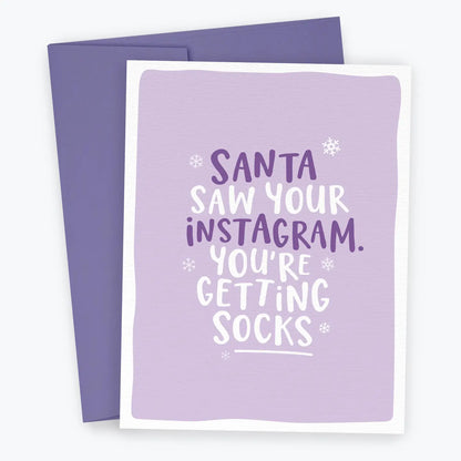 Funny Christmas Card - Santa Saw Your Instagram Social Media