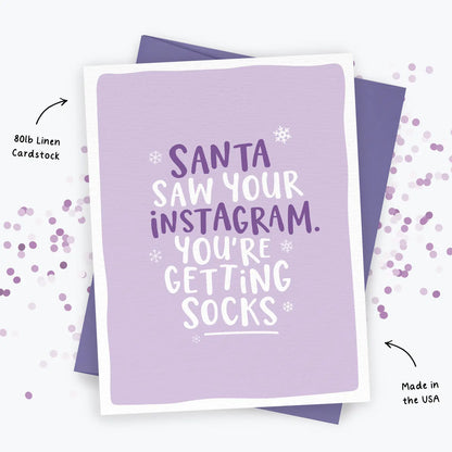 Funny Christmas Card - Santa Saw Your Instagram Social Media