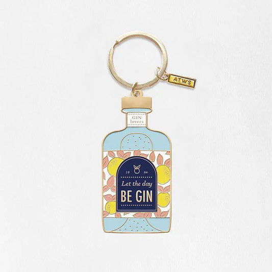 Gin Day Enamel Gold-Plated Keychain