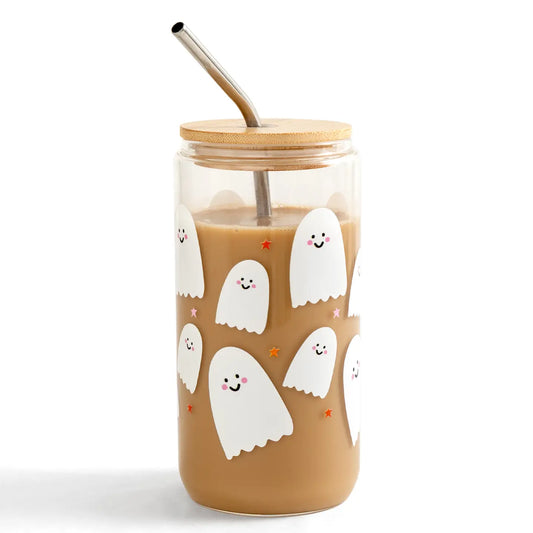 Happy Ghosts Halloween Glass Can