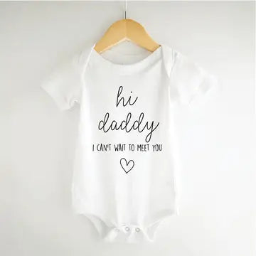 Hi Daddy I Can't Wait to Meet You - Baby Announcement Onesie