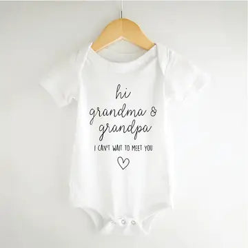 Hi Grandma and Grandpa I Can't Wait to Meet You - Baby Announcement Onesie