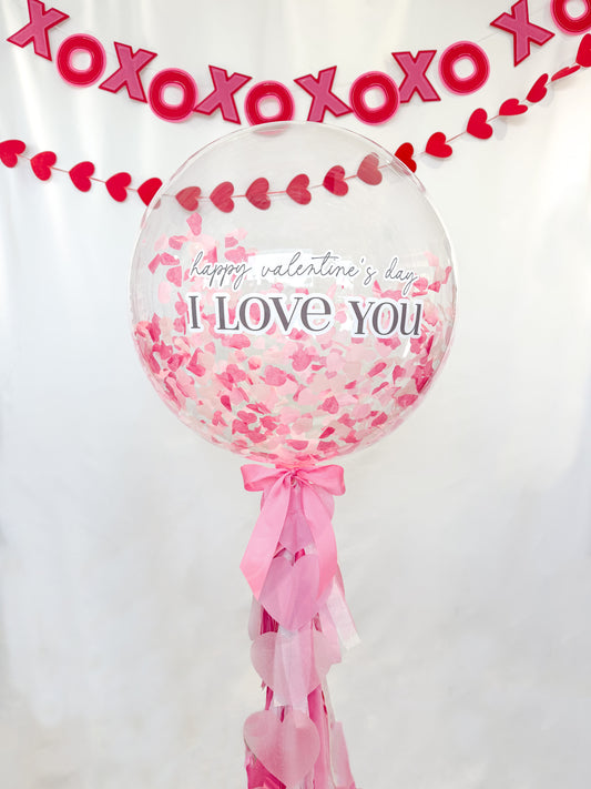 Pink Hearts Confetti Balloon