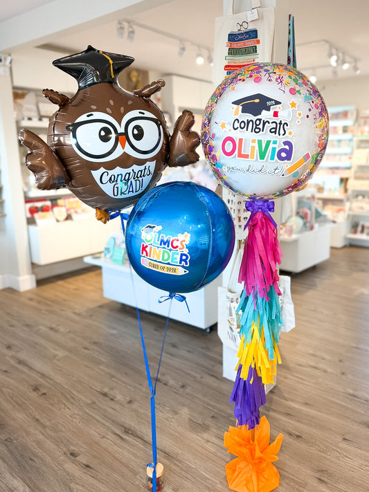 Berry Bloom Graduation Confetti Balloon + Grad Owl + Orbz Bouquet