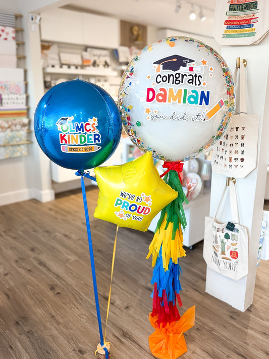 Color Pop Graduation Confetti Balloon + Foils Bouquet