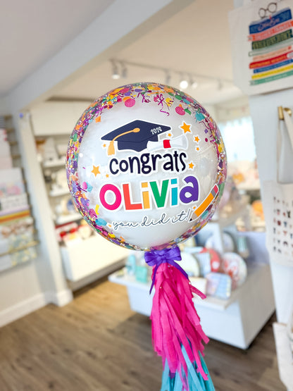 Berry Bloom Graduation Confetti Balloon