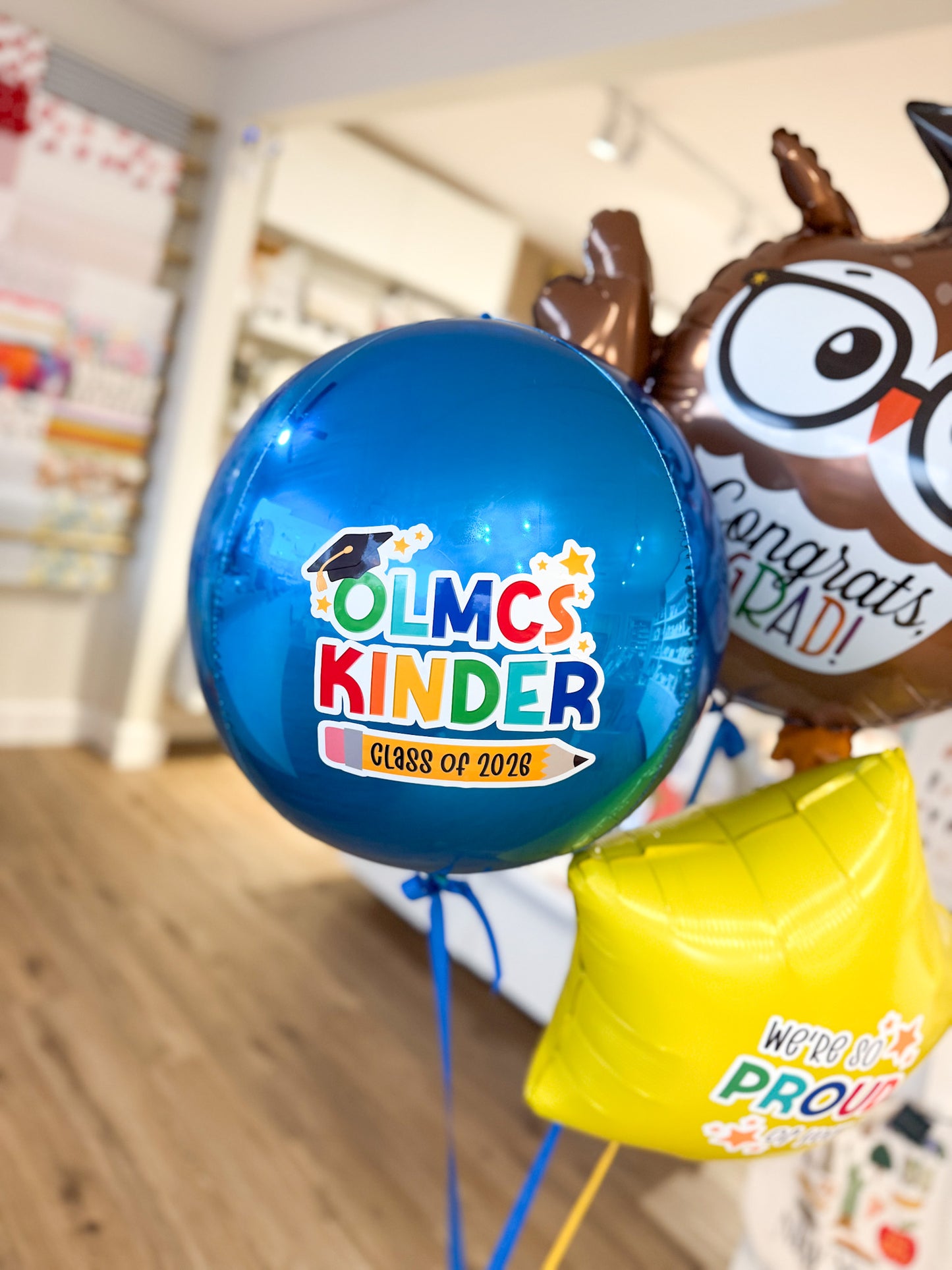 Color Pop Graduation Confetti Balloon + Grad Owl + Foils Bouquet