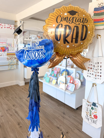 Twilight Graduation Bubble Balloon + Grad Medal Balloon Bouquet