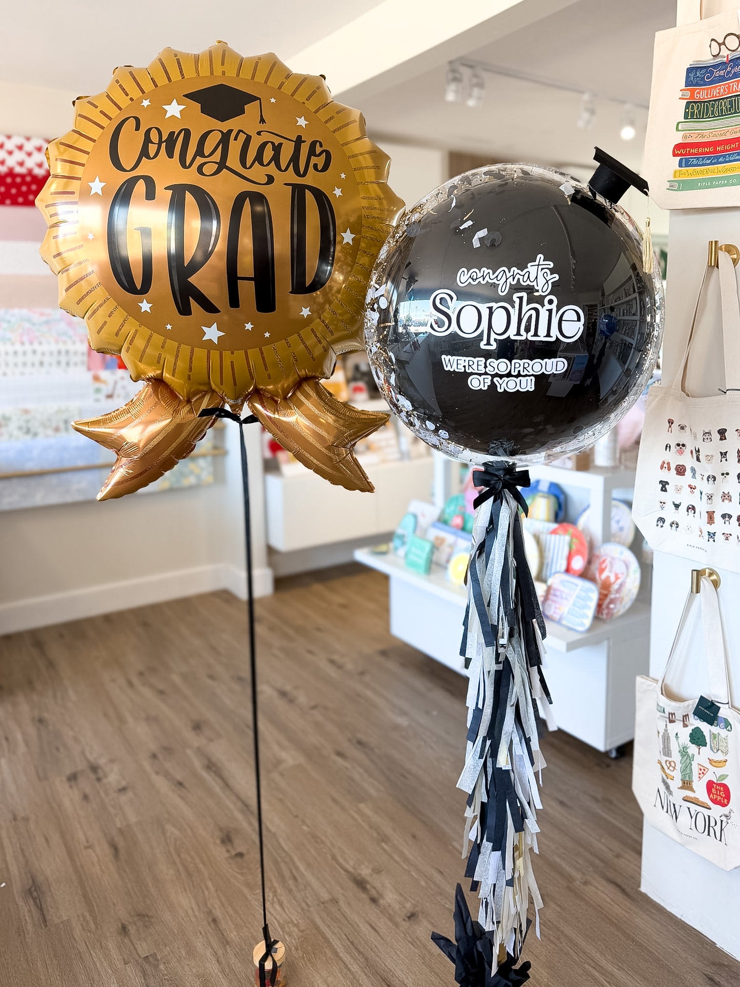 Classic Grad Confetti Balloon + Grad Ribbon Balloon Bouquet