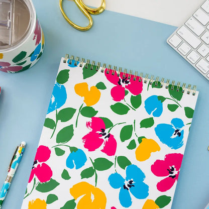 Large Top Spiral Notebook, Painterly Bouquet