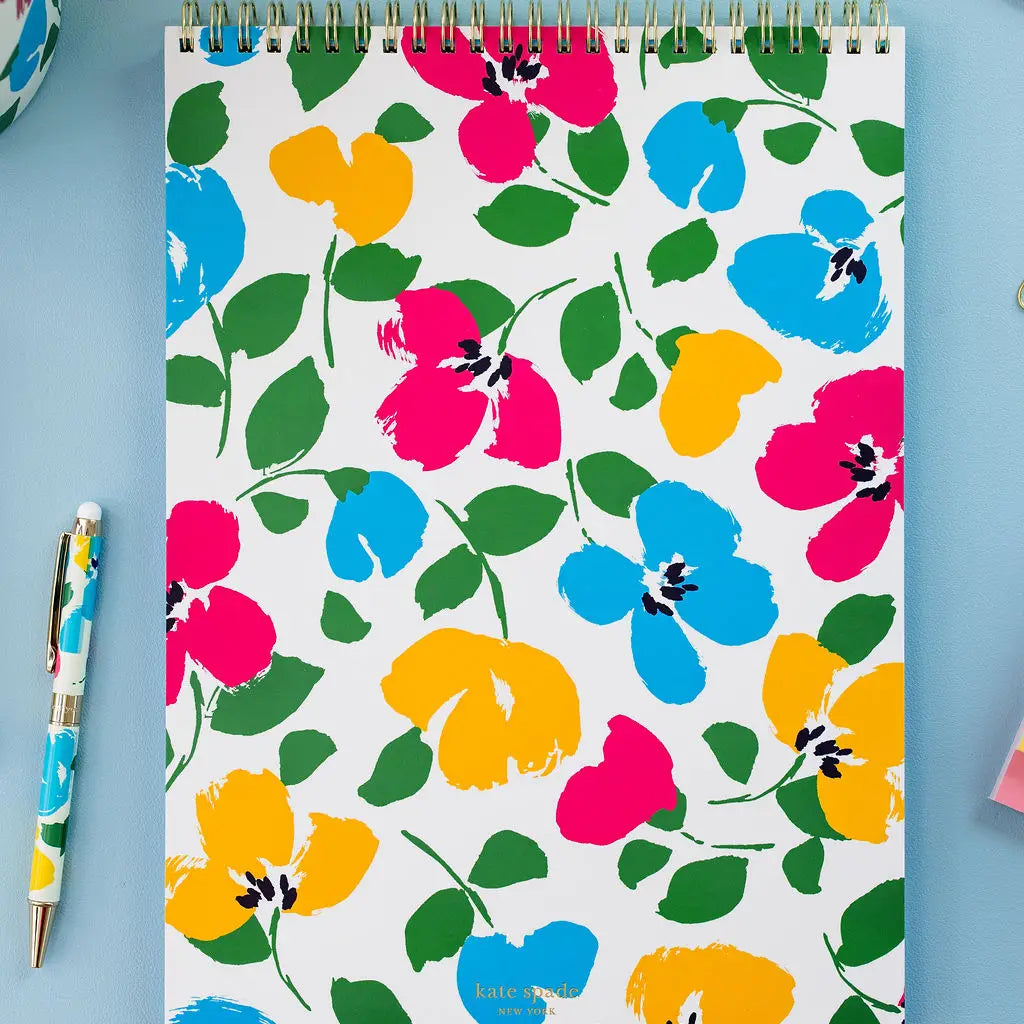 Large Top Spiral Notebook, Painterly Bouquet