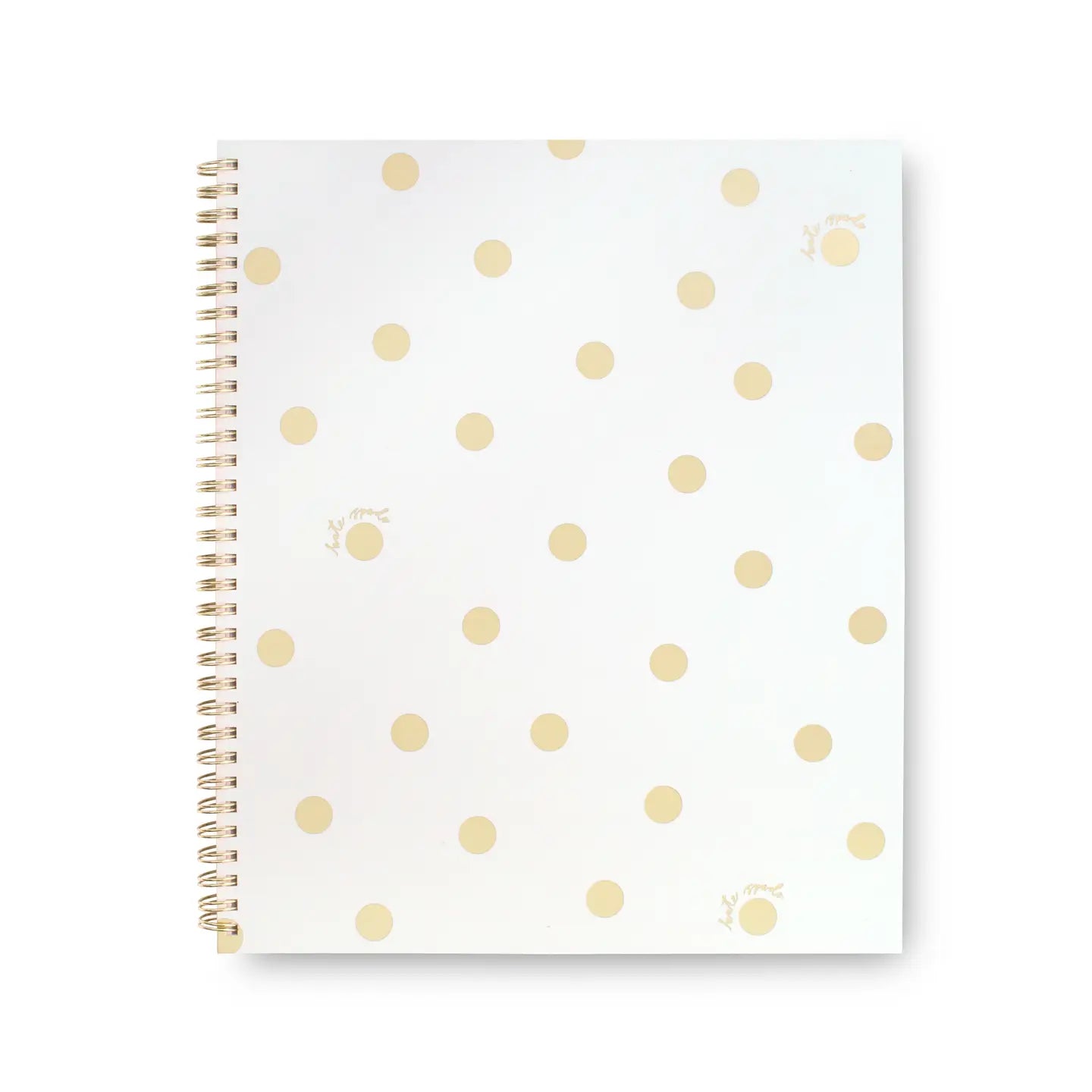 Large Spiral Notebook, Gold Dot with Script