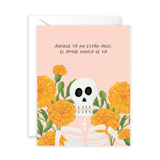 Marigold Skeleton Dia De Los Muertos Greeting Card
