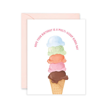 Multi-Scoop Ice Cream Kinda Day Birthday Greeting Card