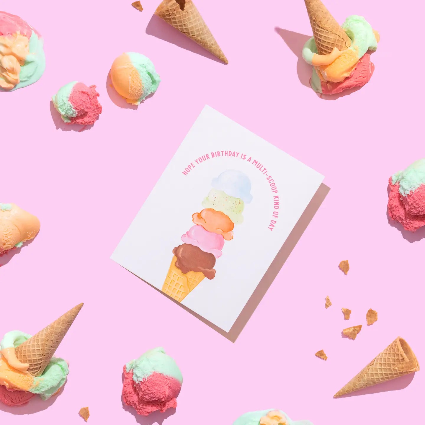 Multi-Scoop Ice Cream Kinda Day Birthday Greeting Card