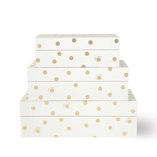 Gold Dot with Script Gift Boxes