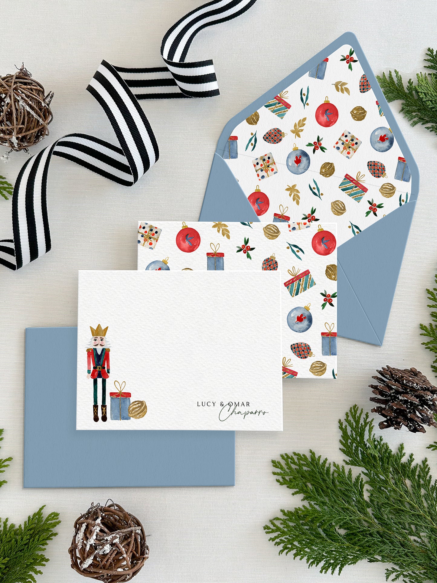 Personalized Christmas Flat Notecards