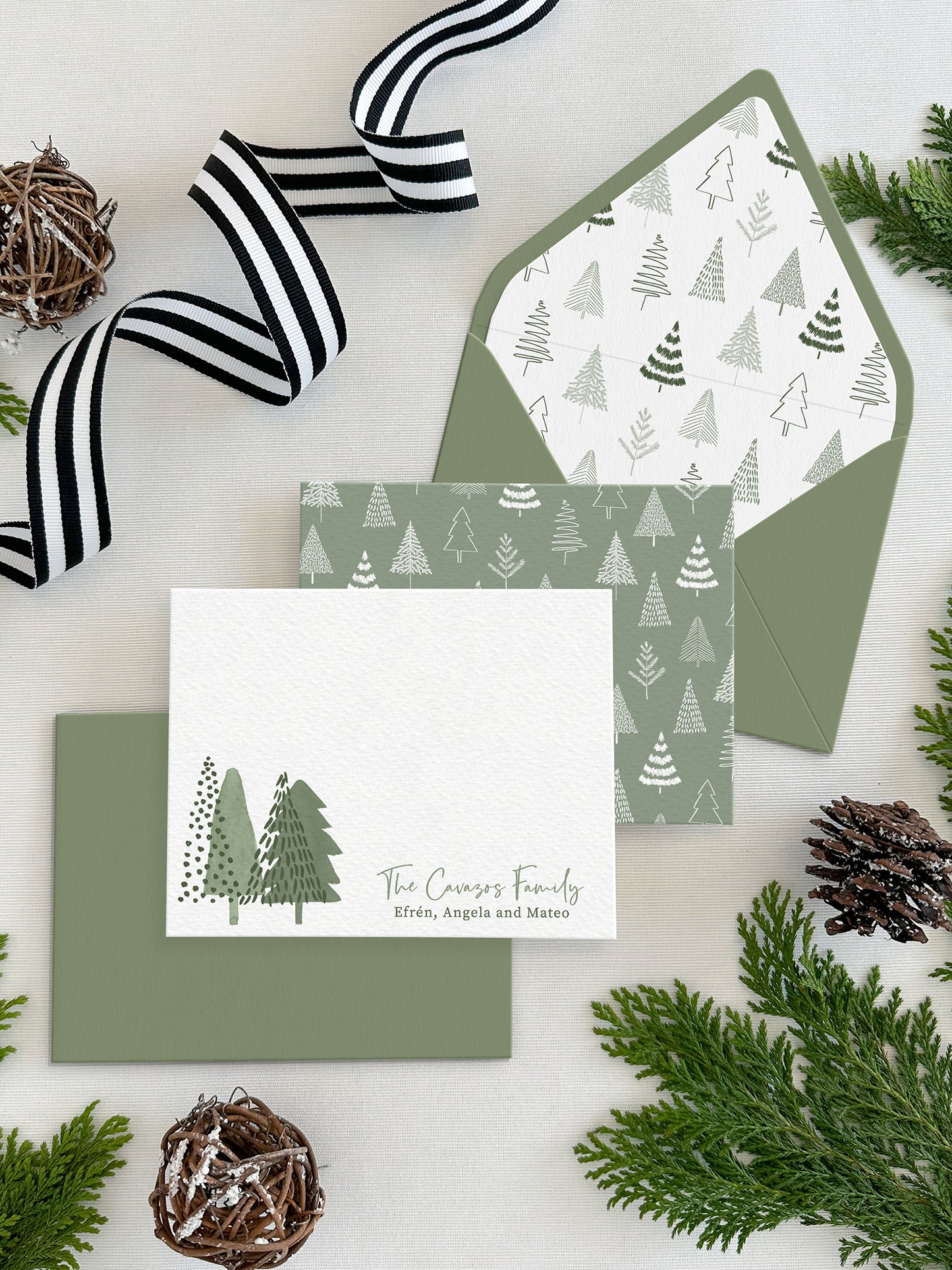 Personalized Christmas Flat Notecards