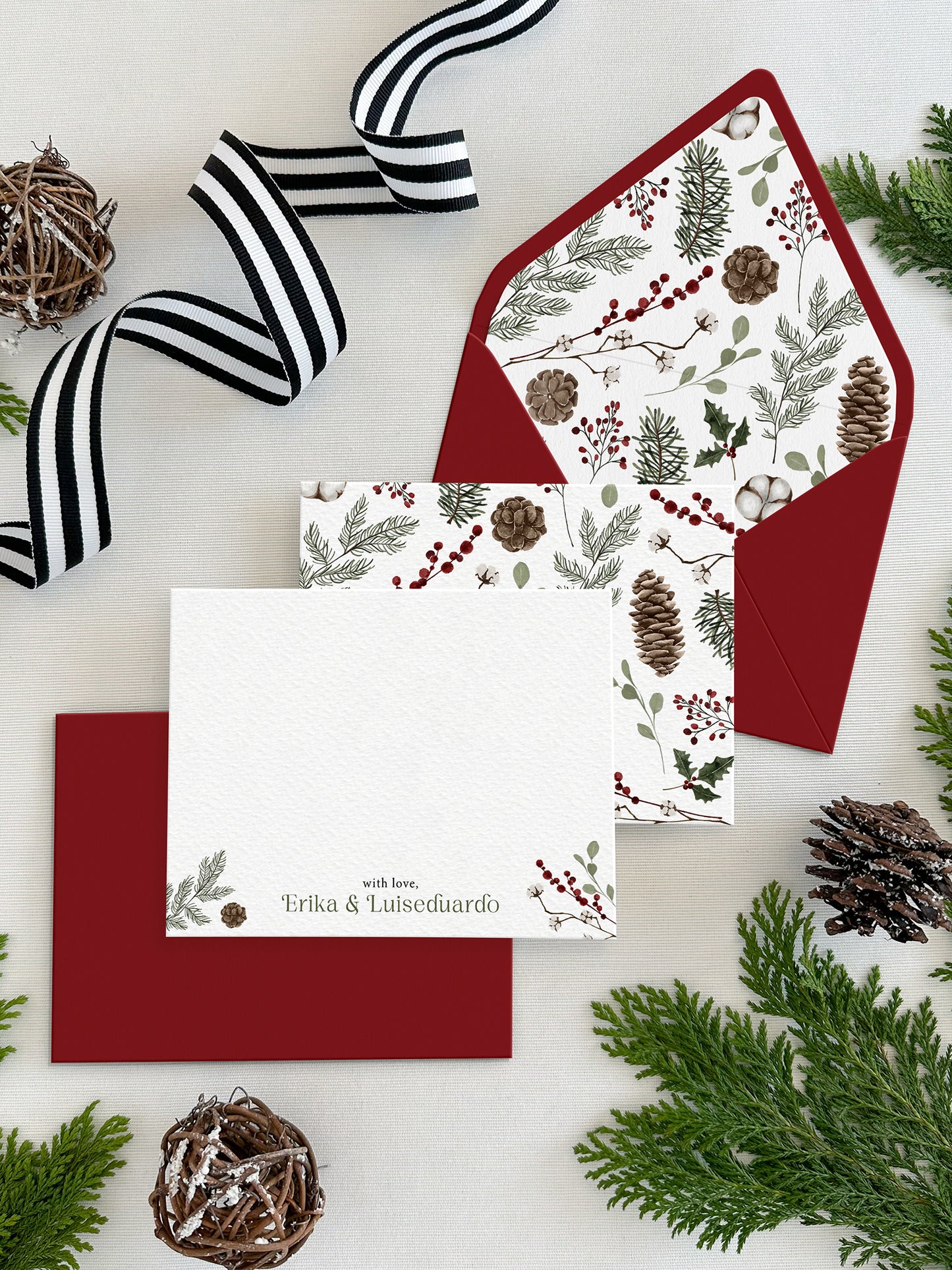 Personalized Christmas Flat Notecards