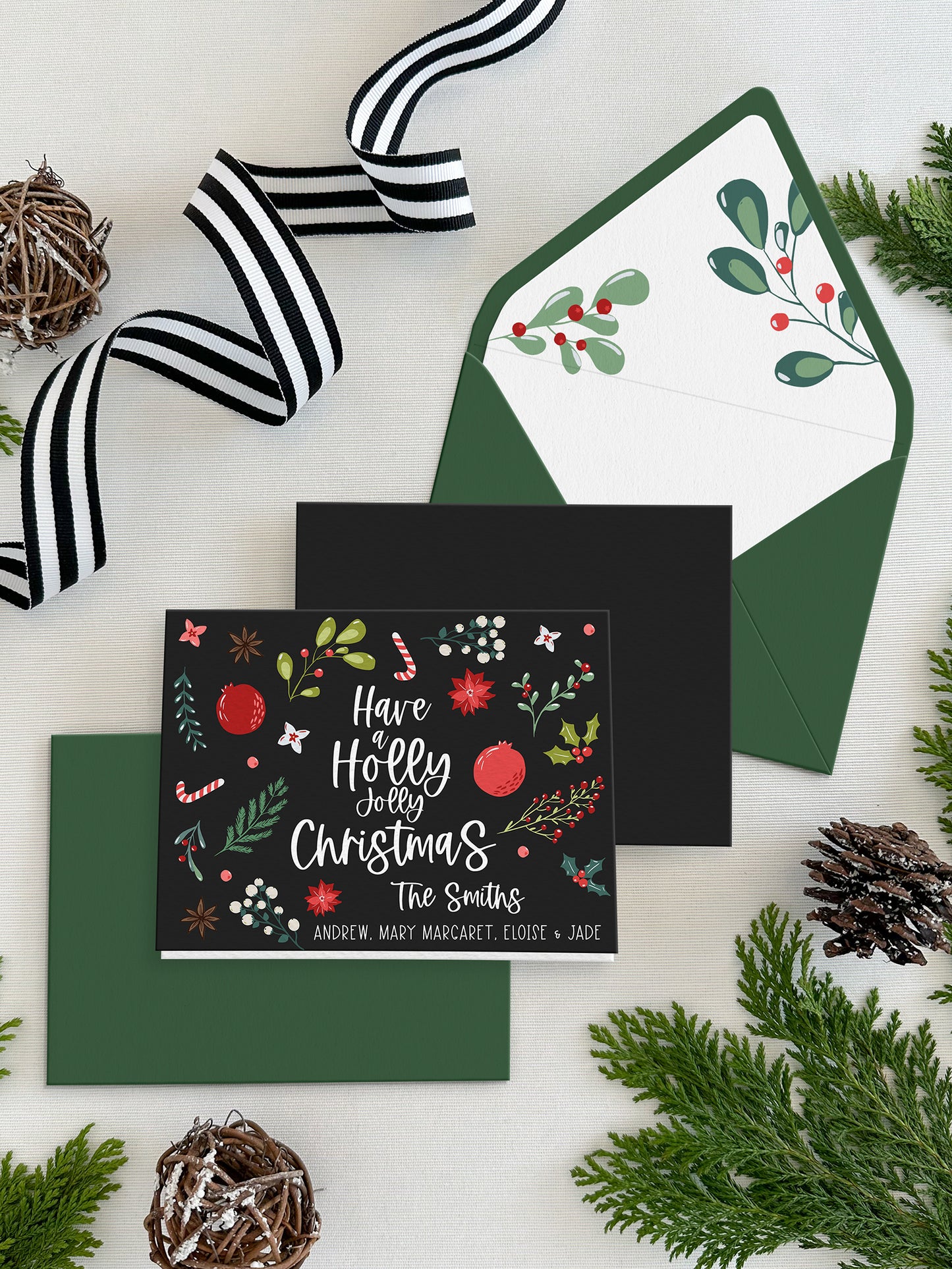 Personalized Christmas Folded Notecards