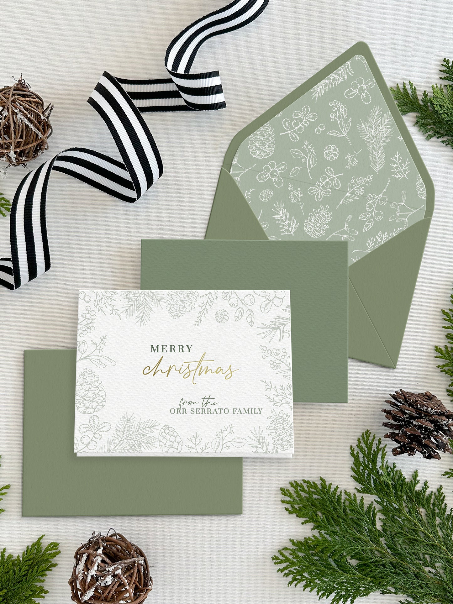 Personalized Christmas Folded Notecards