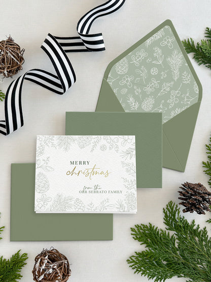 Personalized Christmas Folded Notecards