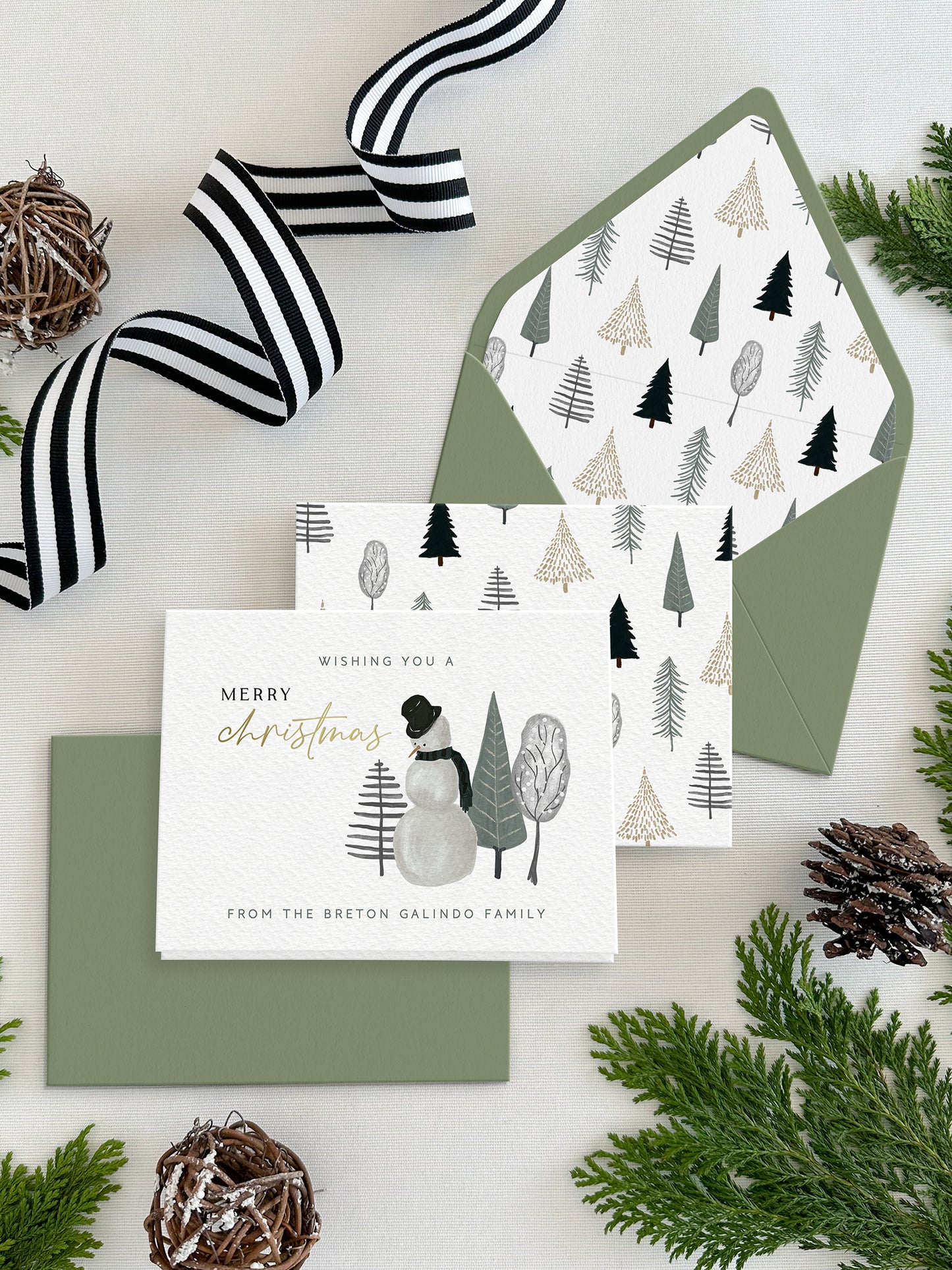 Personalized Christmas Folded Notecards