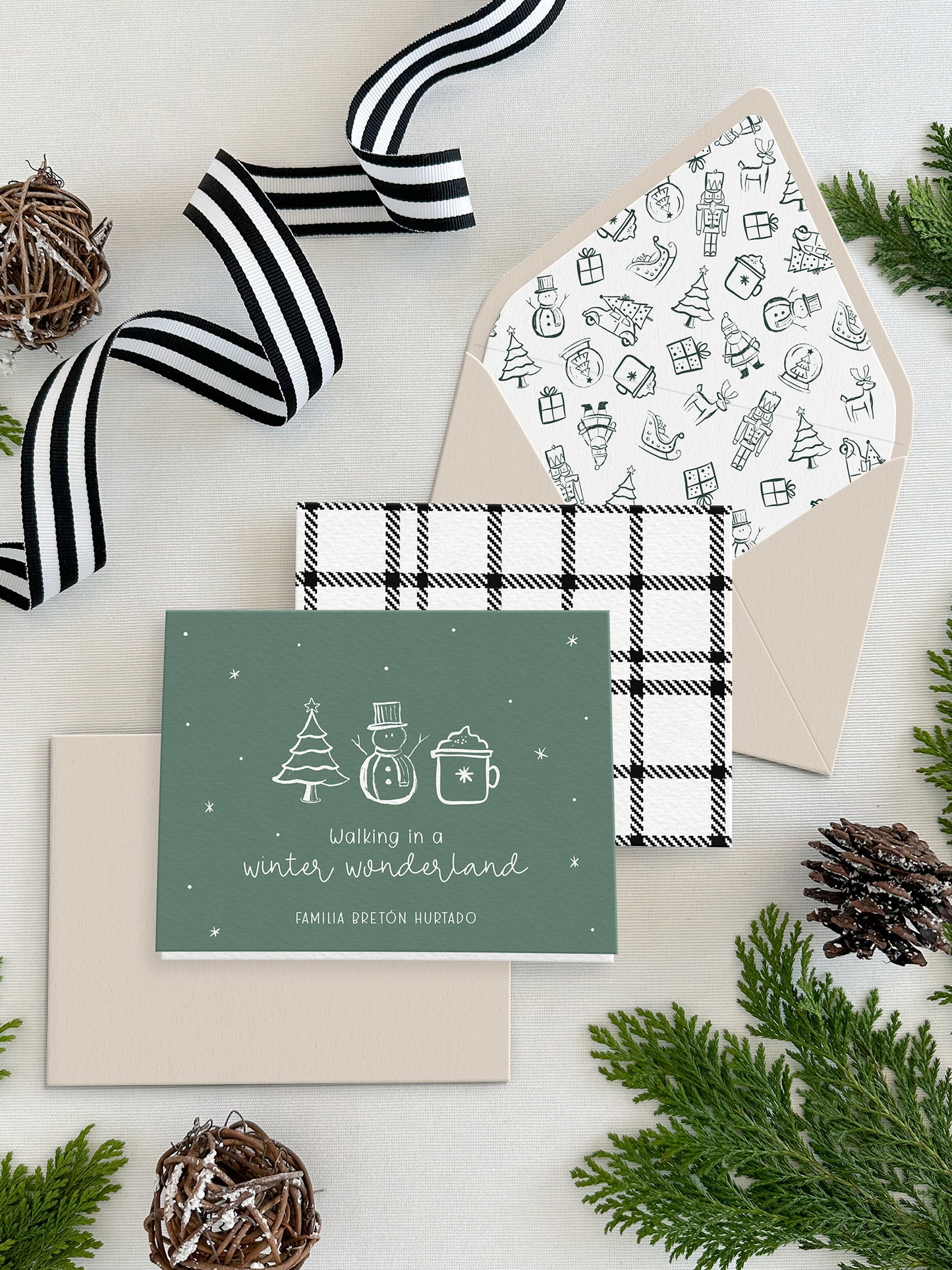 Personalized Christmas Folded Notecards