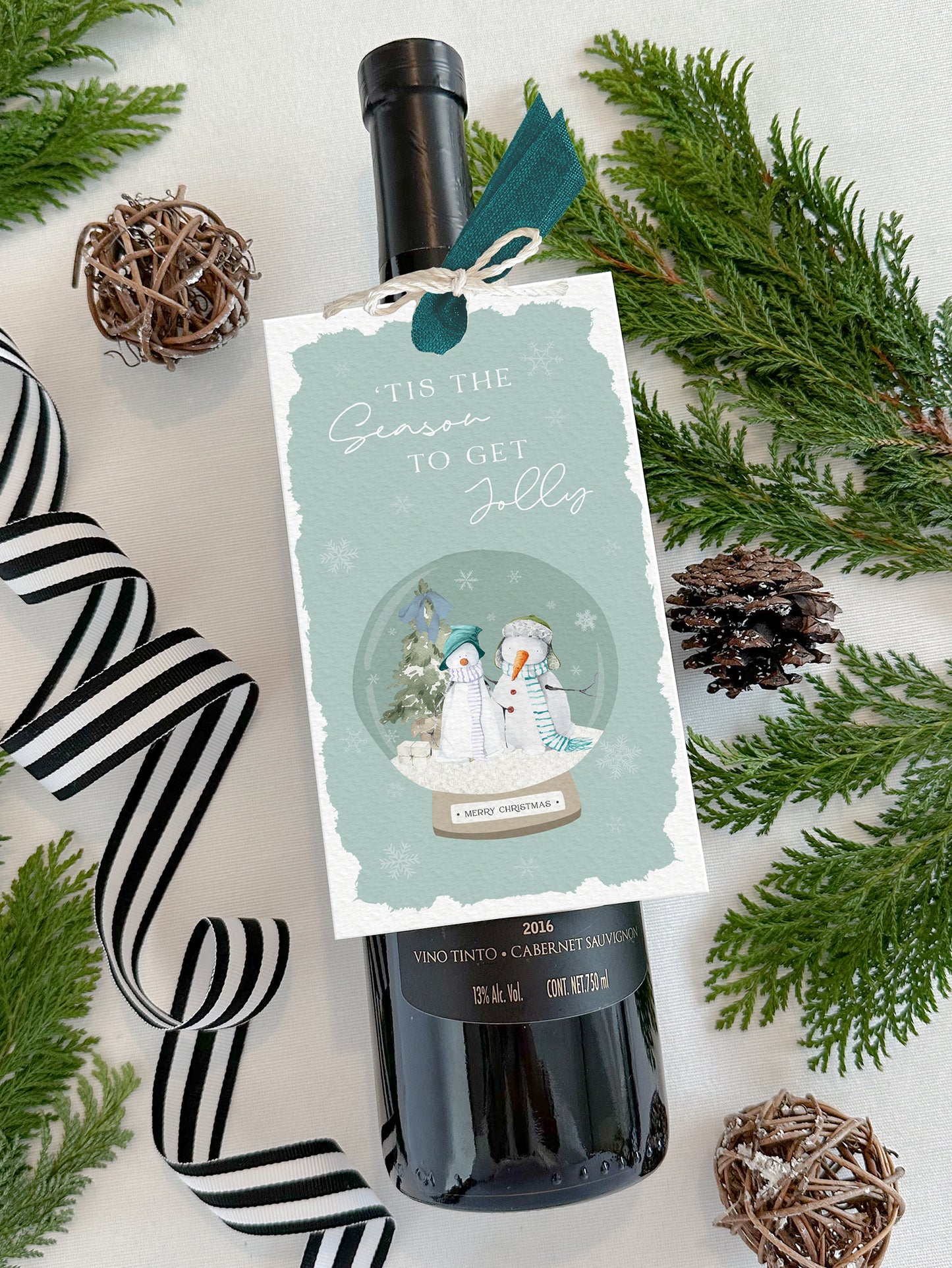 Personalized Christmas Wine Tags