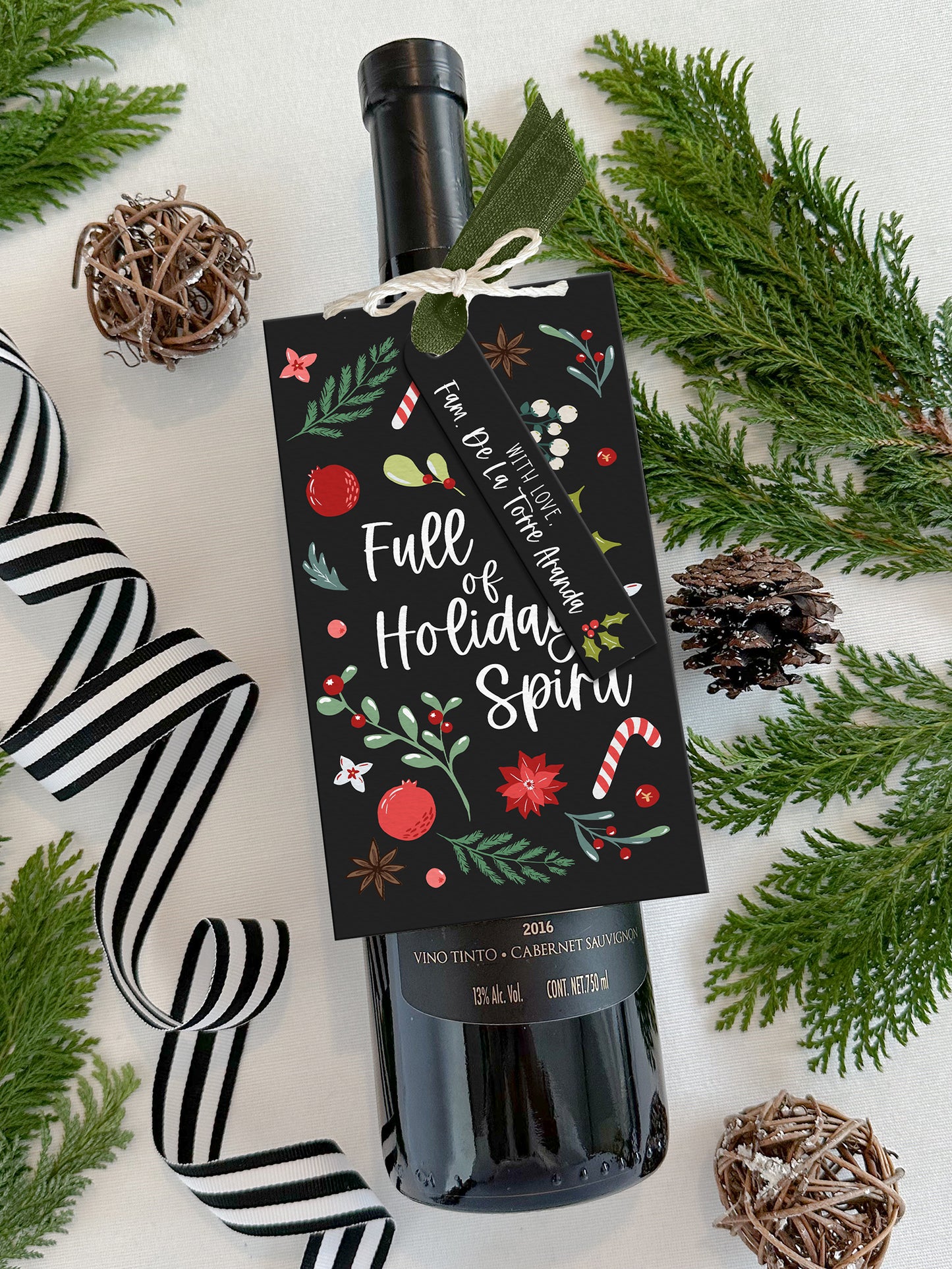 Personalized Christmas Wine Tags