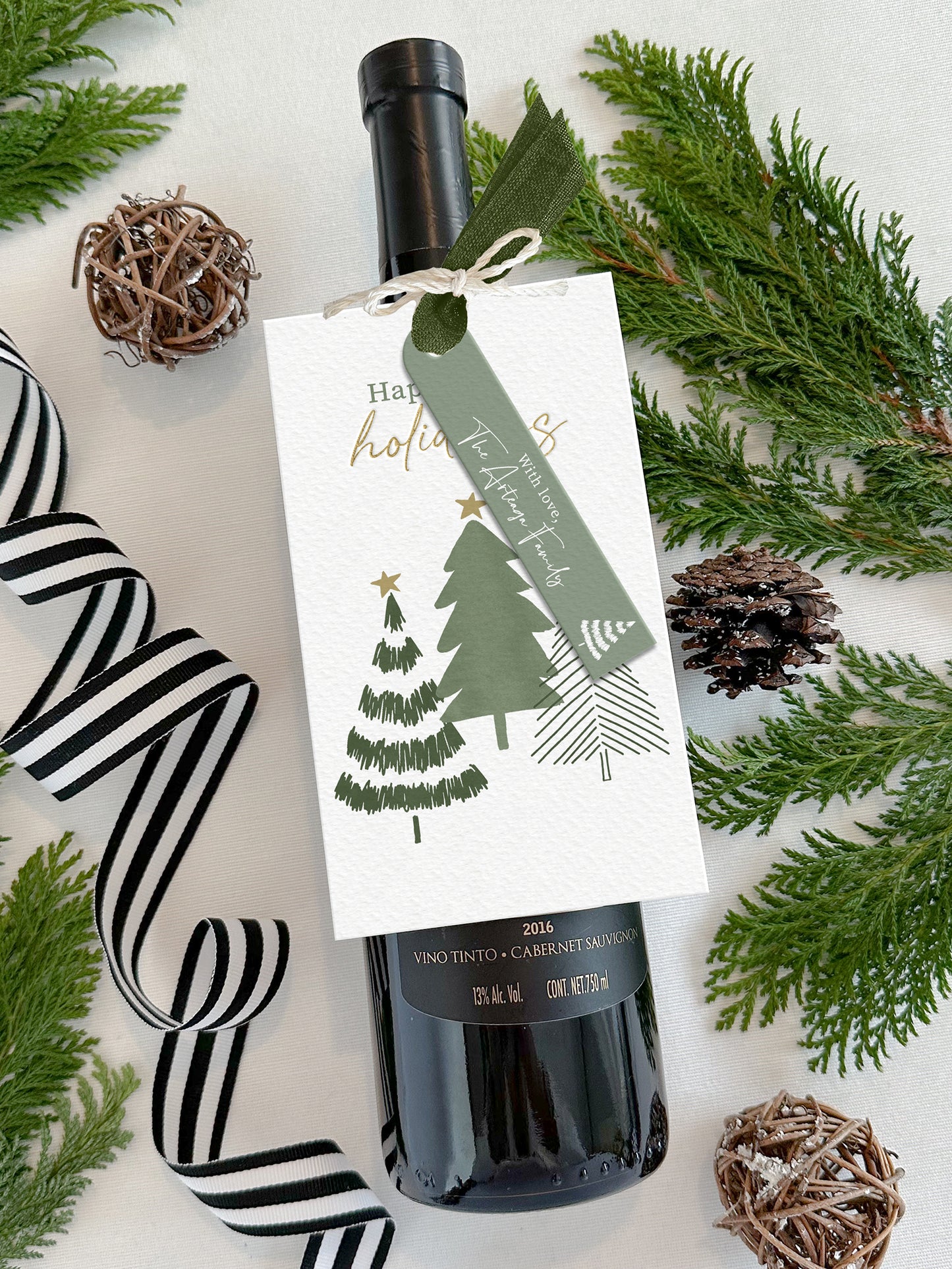 Personalized Christmas Wine Tags