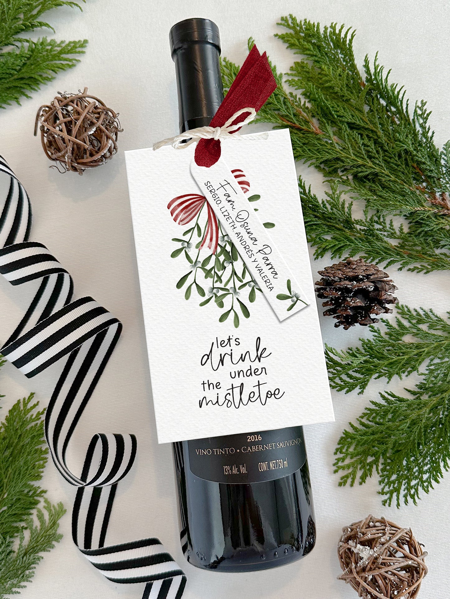 Personalized Christmas Wine Tags