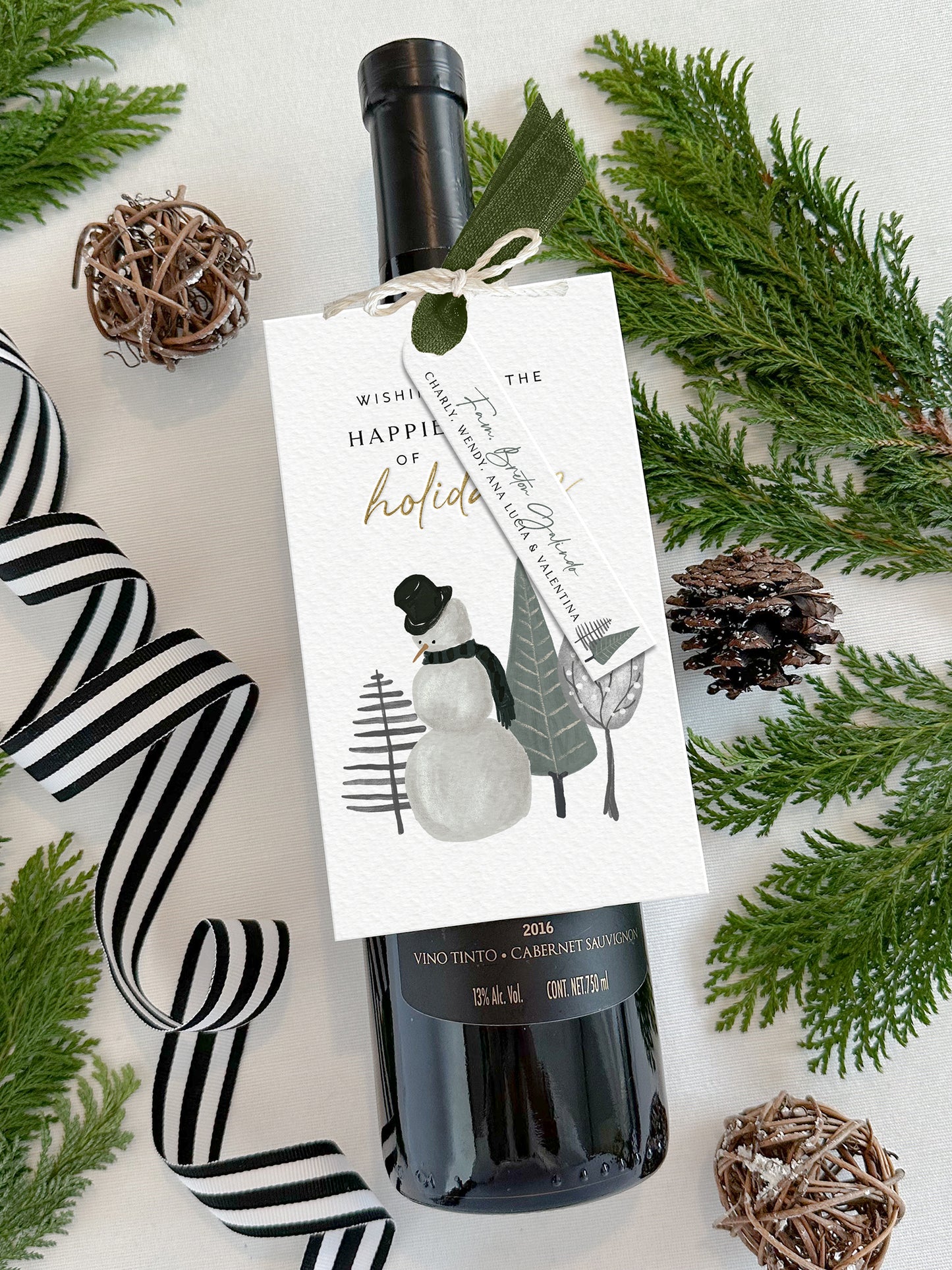 Personalized Christmas Wine Tags