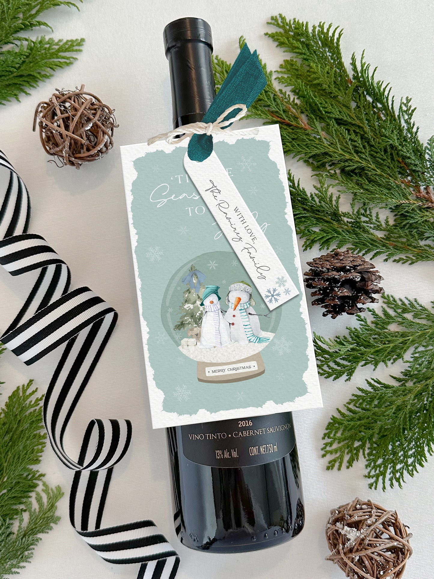 Personalized Christmas Wine Tags