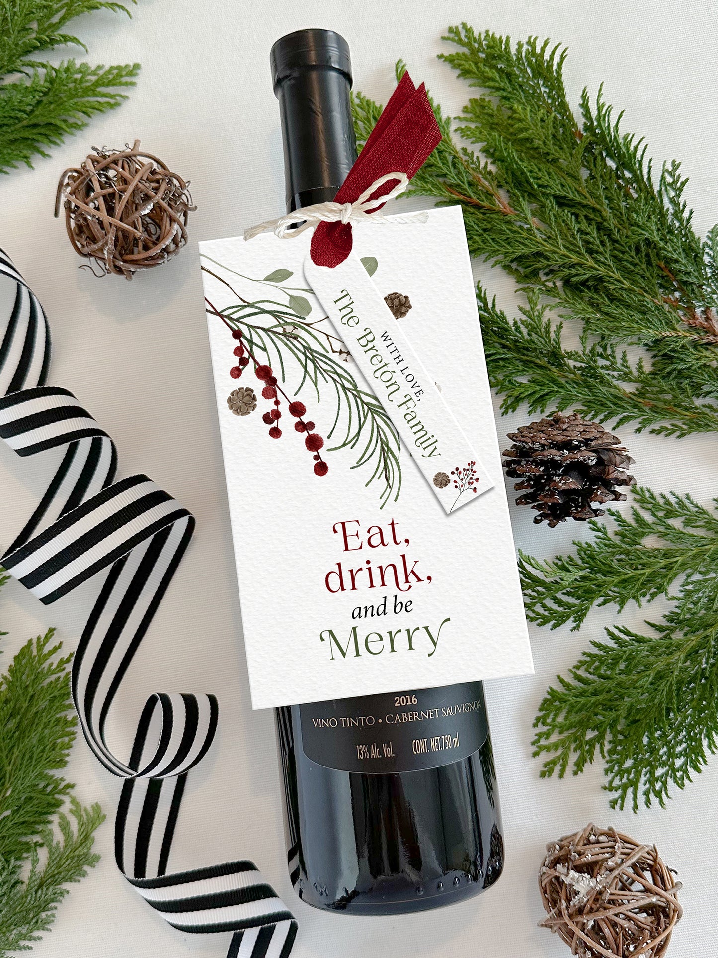 Personalized Christmas Wine Tags