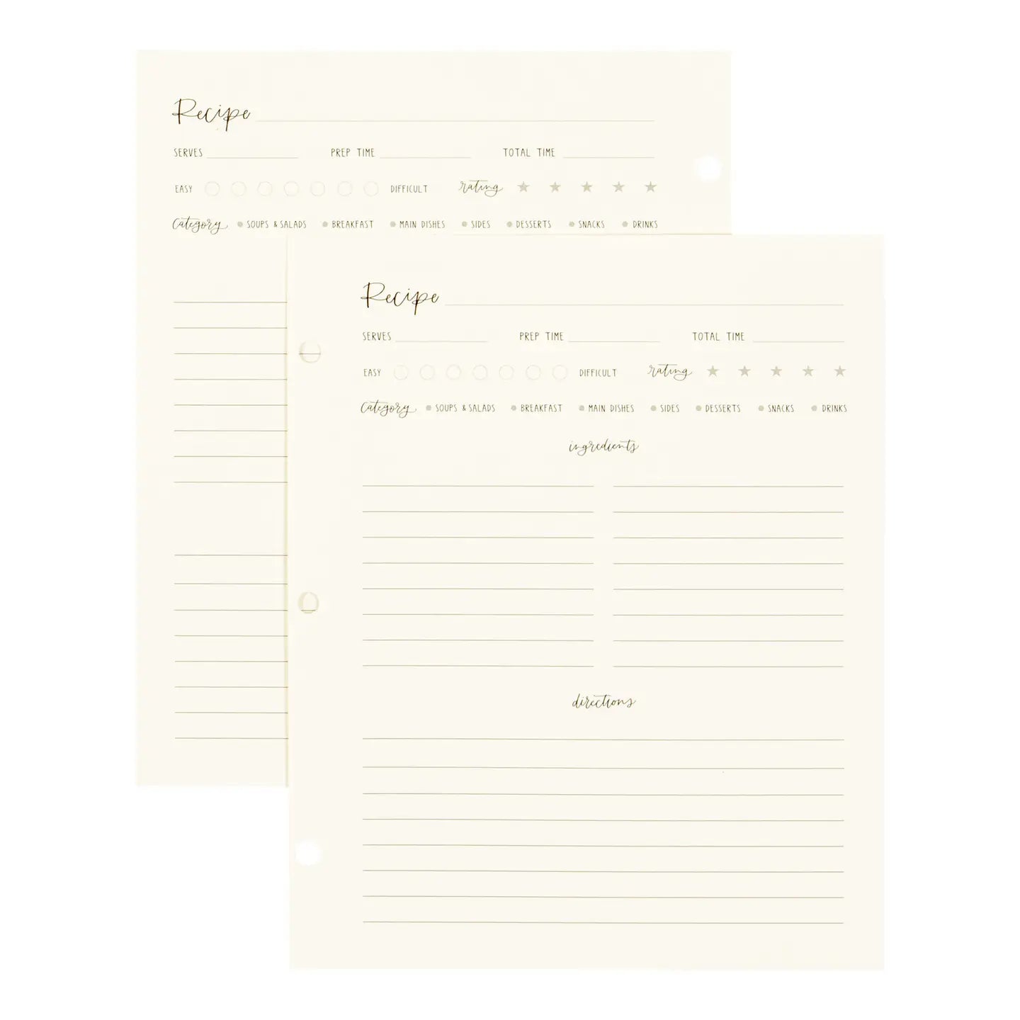 Petite Recipe Page Set