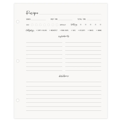 Petite Recipe Page Set