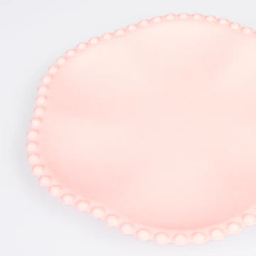 Pink Dot Edged Flower Compostable Dinner Plates
