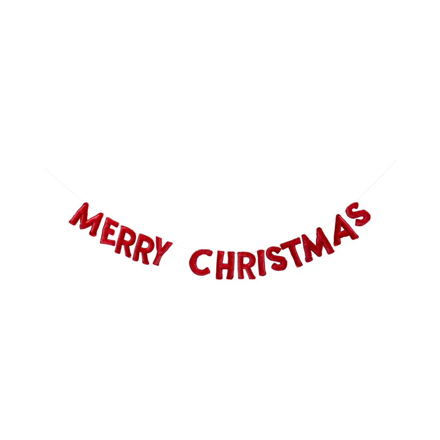 Puffy Red Velvet Merry Christmas Banner