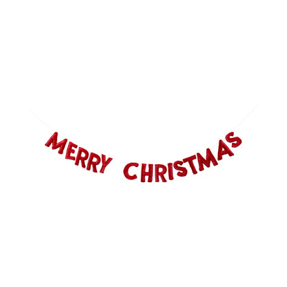 Puffy Red Velvet Merry Christmas Banner