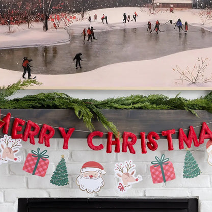 Puffy Red Velvet Merry Christmas Banner