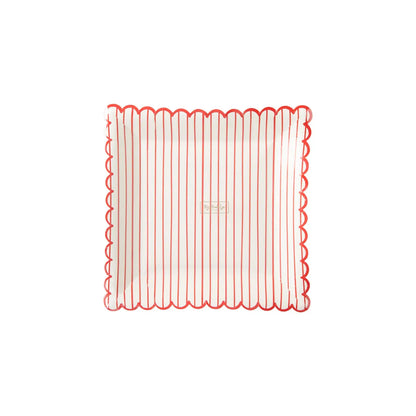 Red Striped Scalloped Plate