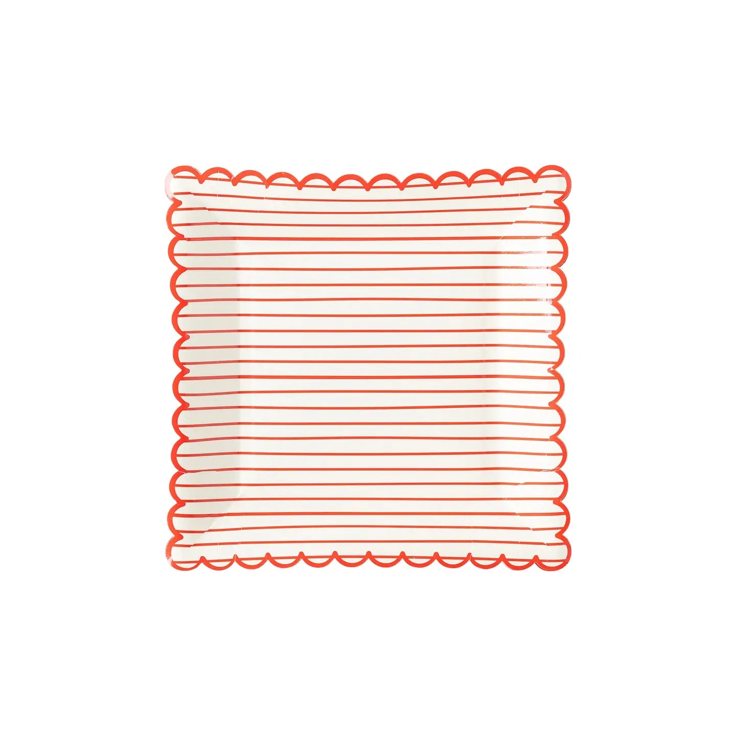 Red Striped Scalloped Plate